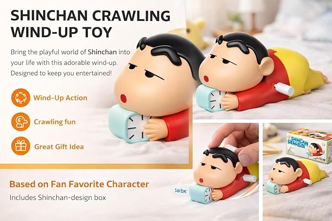 Shinchan Crawling Toy for Toddlers | Key Operated Wind-Up Moving Action Figure
