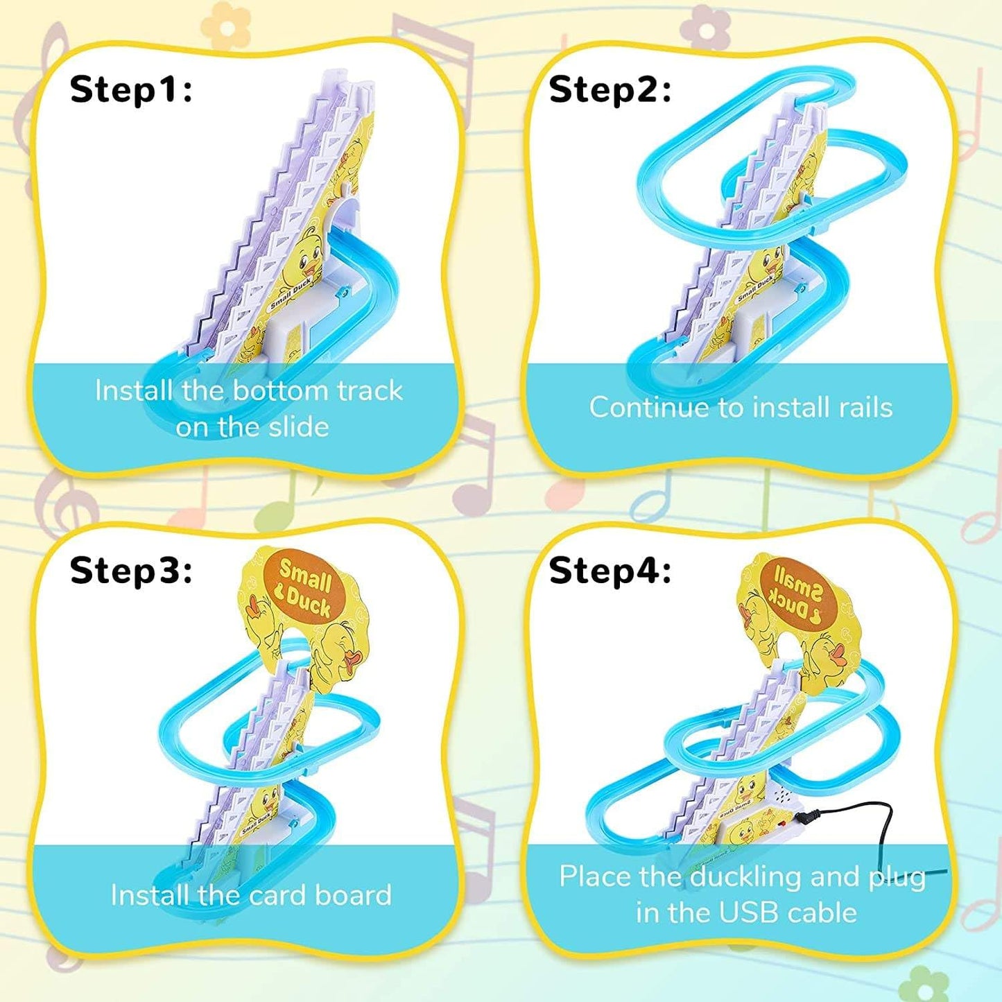 Duck Track Toy for Kids – Stair Climbing Escalator with Lights & Music | 3 Ducks Included