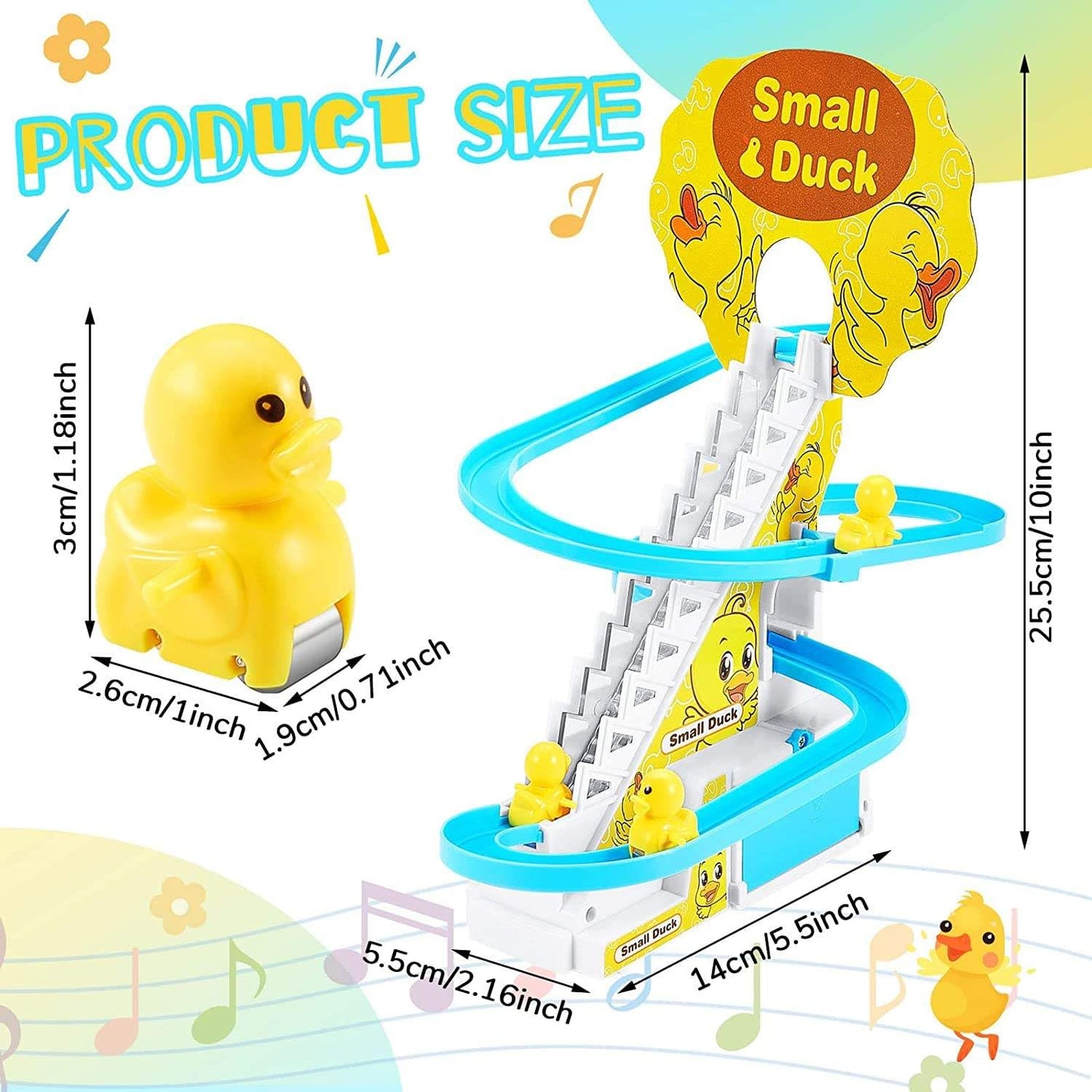 Duck Track Toy for Kids – Stair Climbing Escalator with Lights & Music | 3 Ducks Included