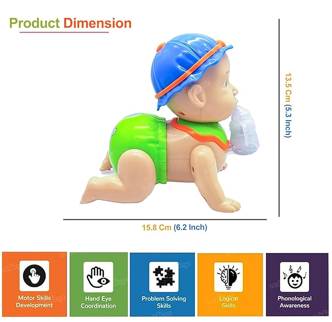 Musical Crawling Baby Toy with Light & Sound – Interactive Learning Toy for Babies 6 to 12 Months