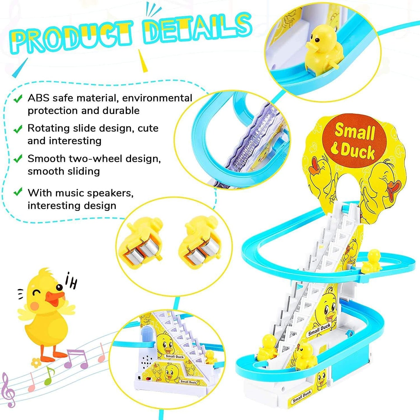 Duck Track Toy for Kids – Stair Climbing Escalator with Lights & Music | 3 Ducks Included