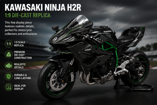 Kawasaki H2R Die-Cast Bike Model – 1:9 Scale Premium Display Piece for Kids and Adults