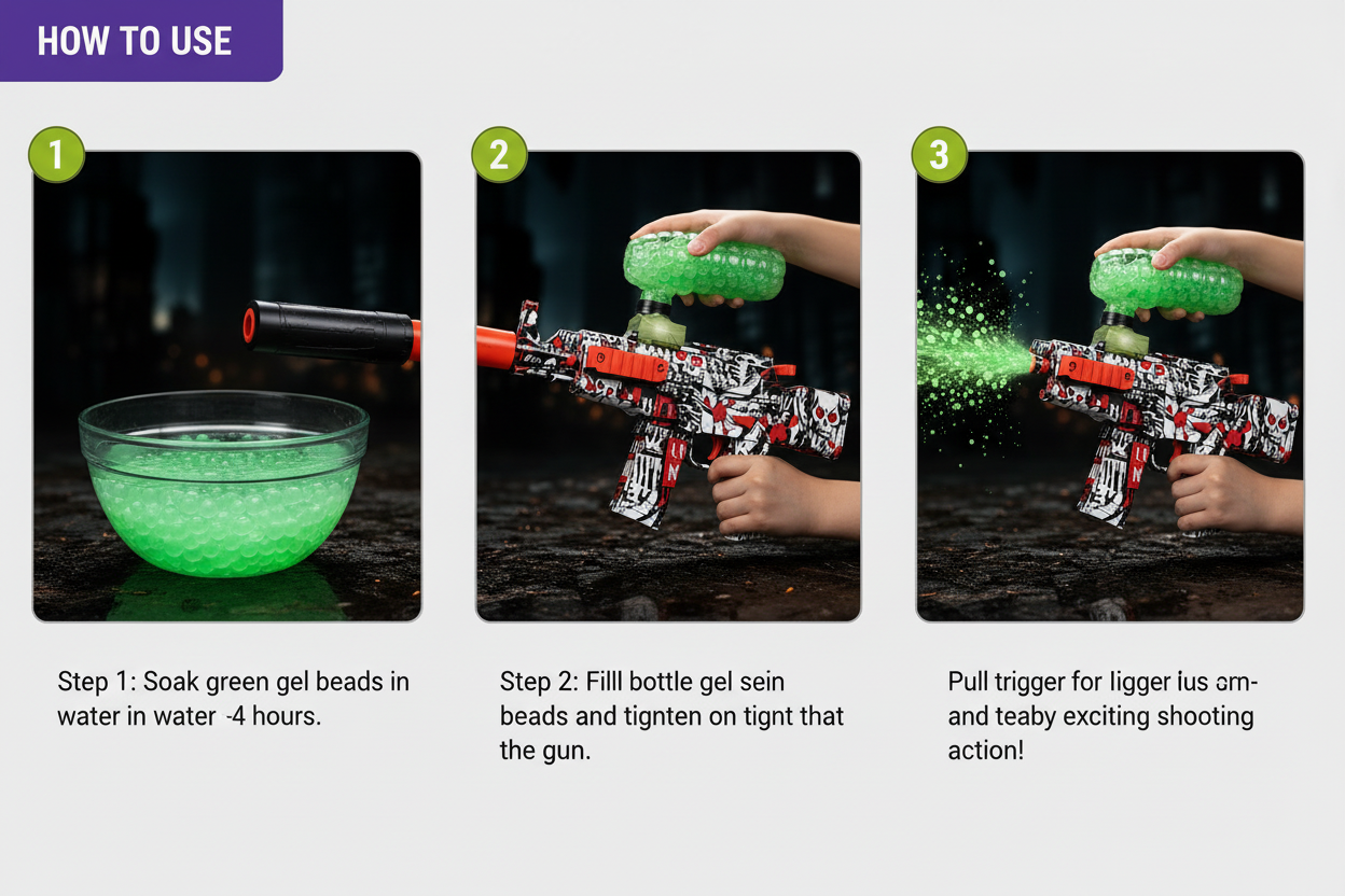How to use STORM Gel Blaster Gun - 3 step instructions