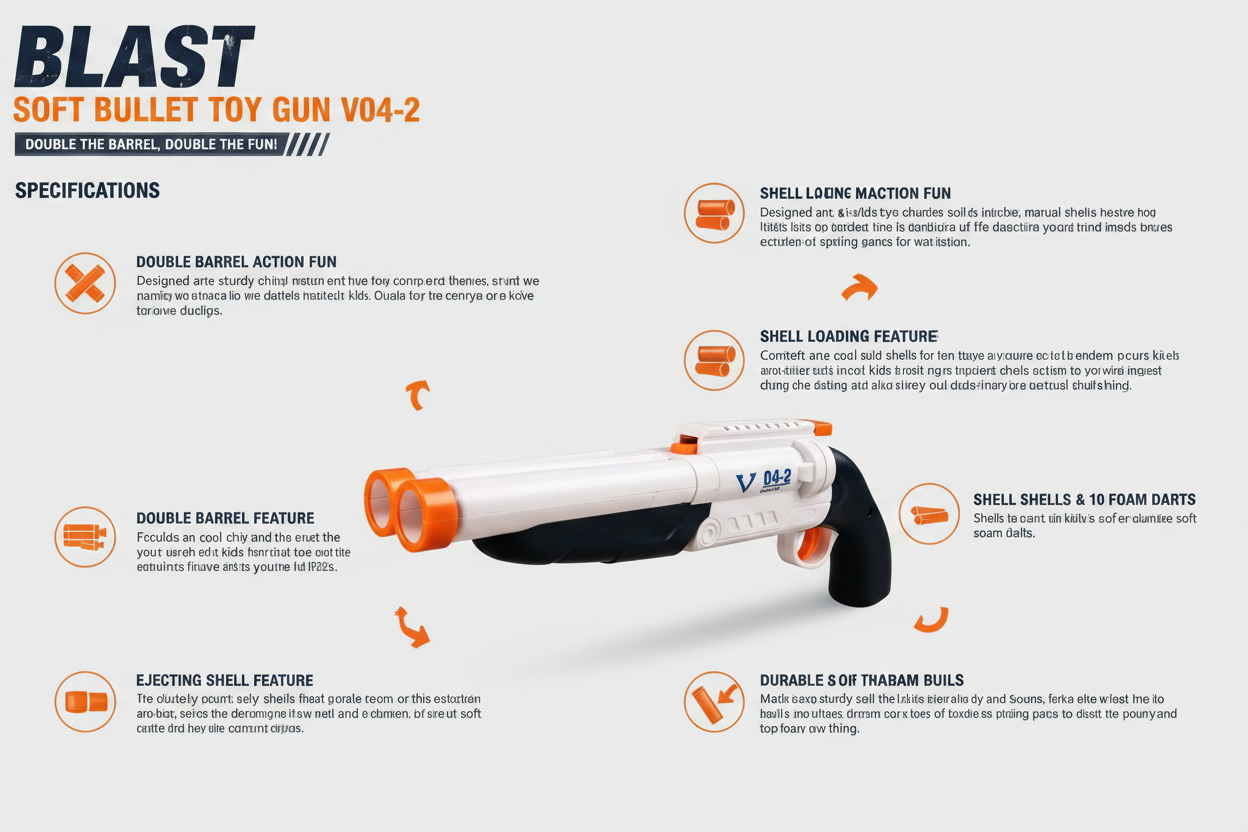 BLAST Toy Gun specifications and features infographic