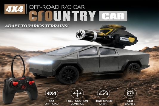 Tesla-Style RC Car with Water Bomb Cannon – 1:14 Scale 4x4 Off-Road with LED Lights